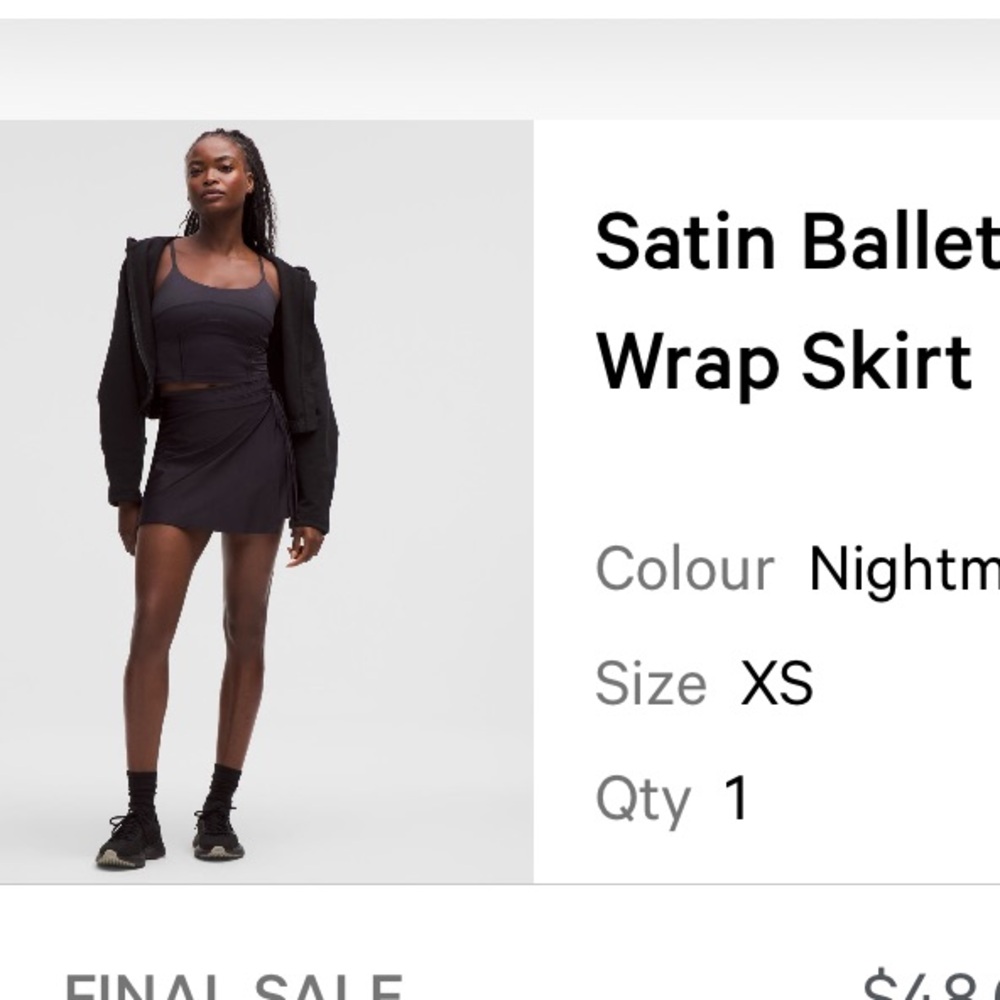 Lululemon Black Satin Wrap Skirt